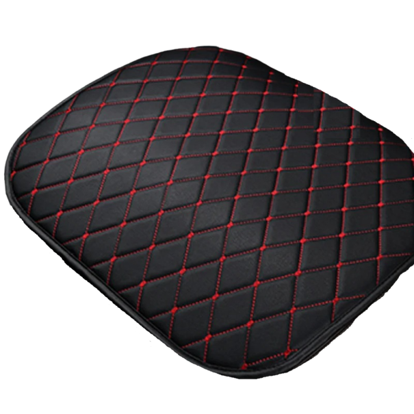 Leren bekleding voor de voorstoel in de auto Bekleding voor de voorstoelen in de auto met rode stiksels Leren autostoelkussen 50 x 53 cm 1