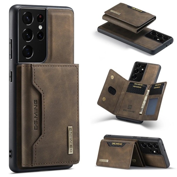 Leren beschermhoes met magnetische kaarthouder voor Samsung Galaxy S23 Plus bruin