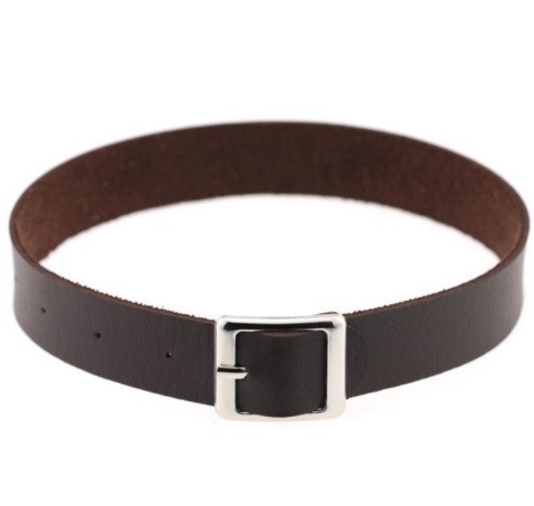 Leren choker als riem met gesp J3501 bruin