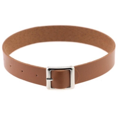 Leren choker als riem met gesp J3501 lichtbruin