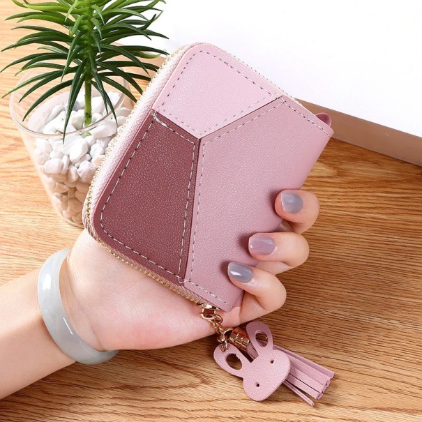 Leren damesportemonnee A2447 roze 2