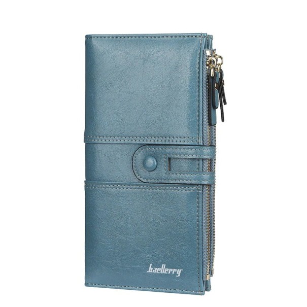 Leren damesportemonnee M129 blauw