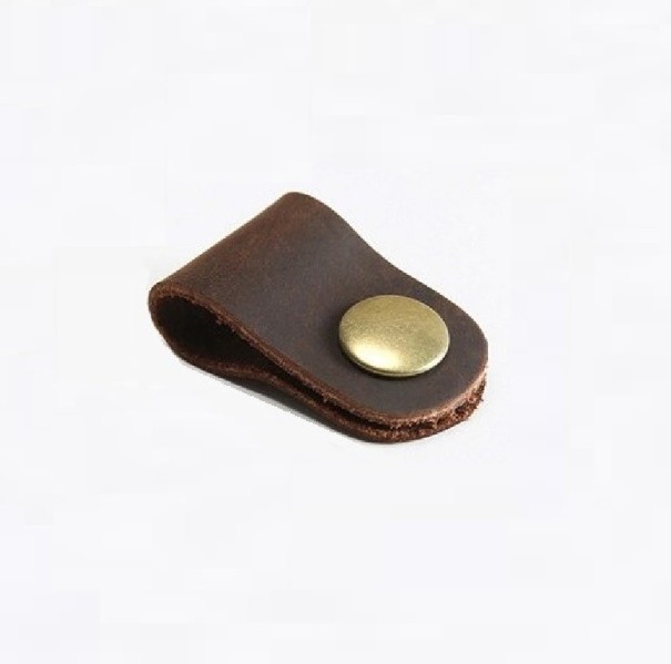 Leren kabelband donkerbruin