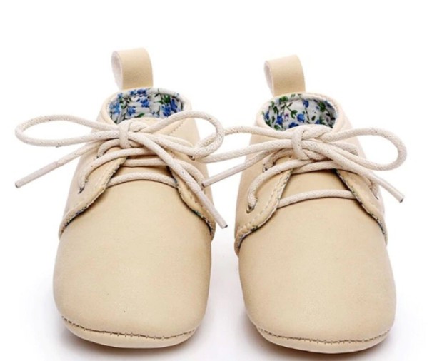Leren kindermocassins crème 6-12 maanden