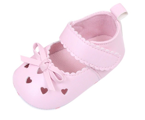 Leren pantoffels voor meisjes roze 6-12 maanden