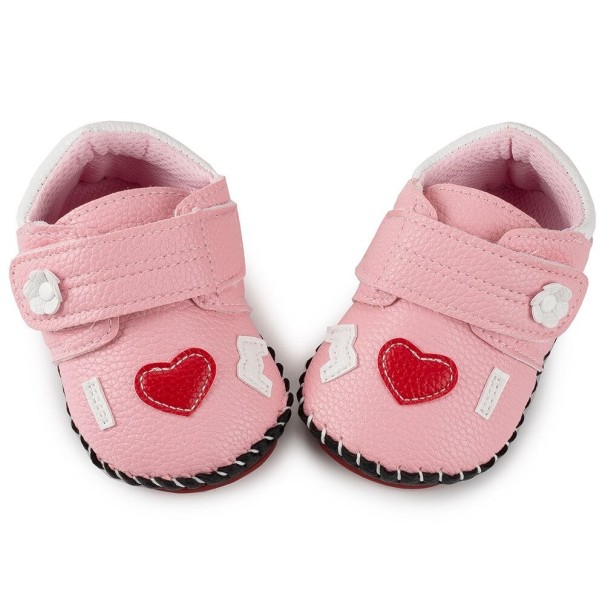 Leren pantoffels voor meisjes roze 6-12 maanden