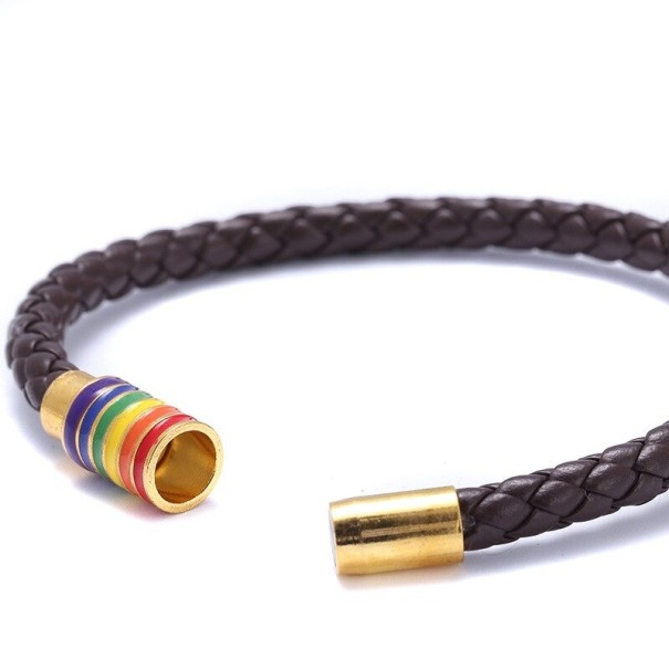 Leren regenboog armband