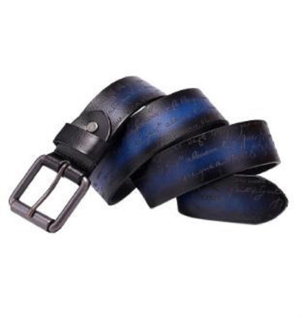 Leren riem L436 donkerblauw 105 cm