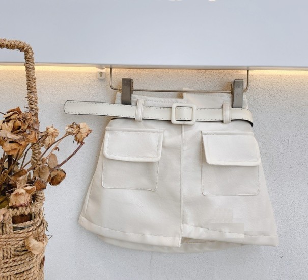 Leren rok voor meisjes L1046 crème 4