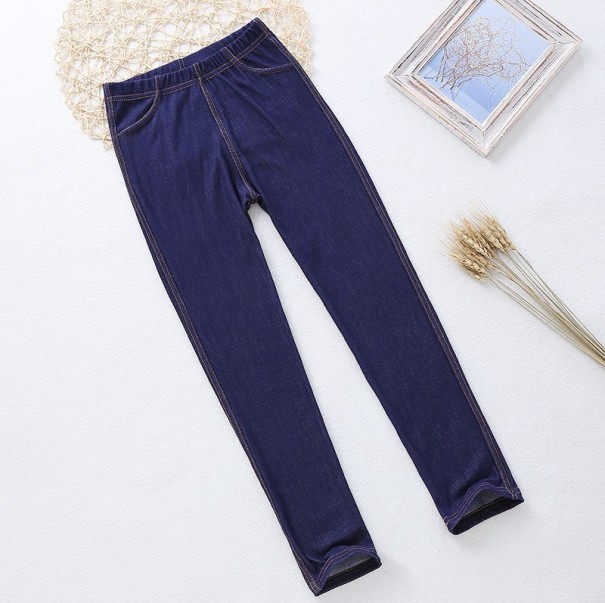 Letné dievčenské skinny džínsy J2913 tmavo modrá 7