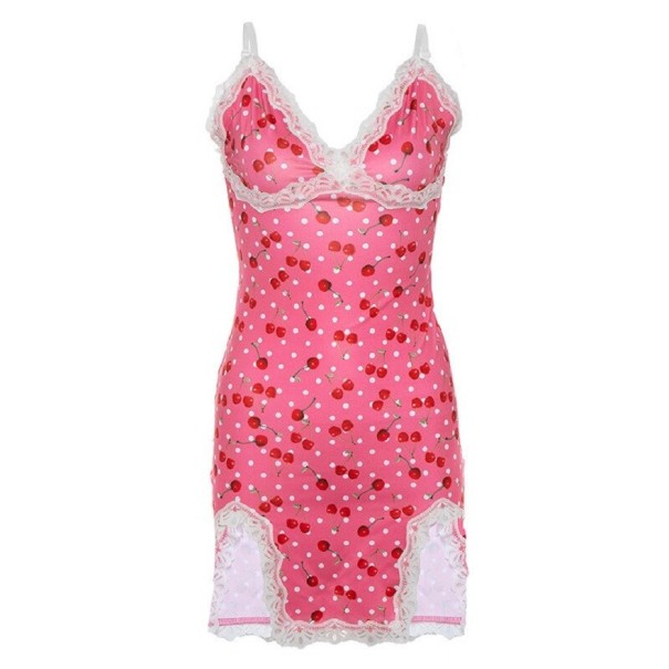 Letné mini šaty s čerešňami XS