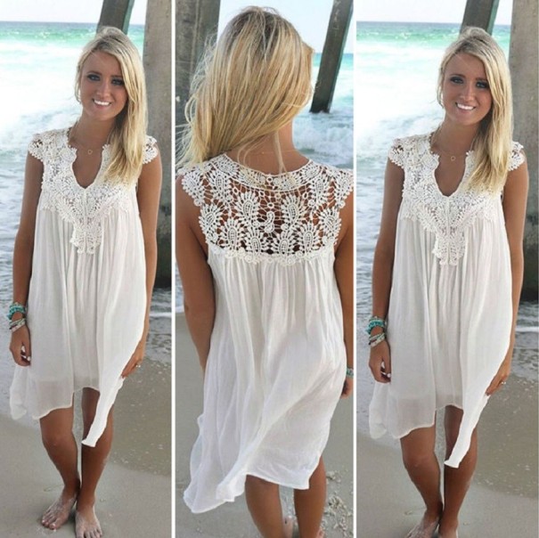 Letné plážové šaty biela S