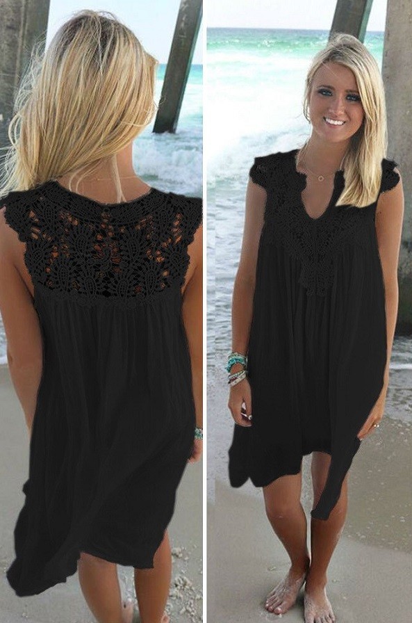 Letné plážové šaty čierna M
