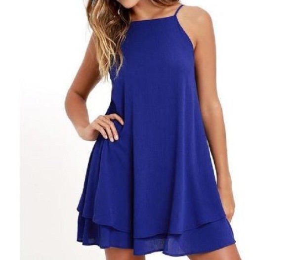 Letní šaty na ramínka modrá M