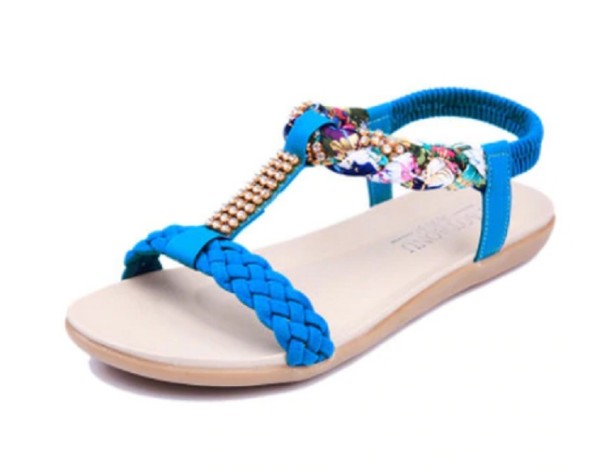 Letnie sandały damskie w pięknym wzornictwie niebieski 40