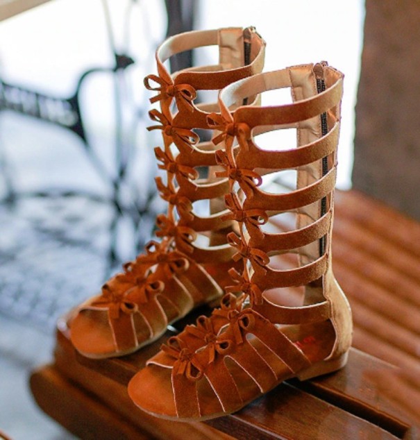 Letnie skórzane buty dziewczęce brązowy 29,5
