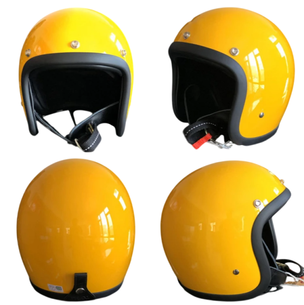 Letvægts retro motorcykelhjelm i glasfiber, åben hjelm i vintage-stil til scooter, chopper, café racer-kørere, sikkert motoudstyr gul S (53-54 cm)