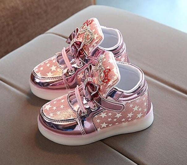 Leuchtende Mädchenschuhe mit Sternen rosa 27
