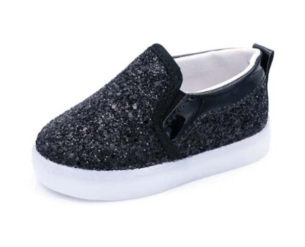 Leuchtende Slip-On-Sneaker für Mädchen schwarz 22