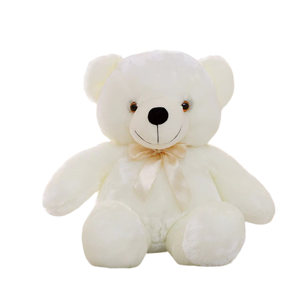 Leuchtender LED-Teddybär 32 cm weiß