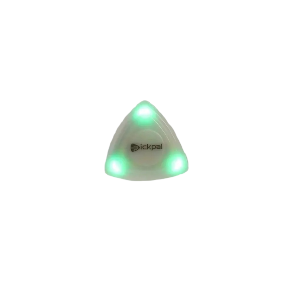 Leuchtendes Plektrum 0,6 mm in dreieckiger Form aus ABS-Kunststoff mit LED-Licht Batteriebetrieben CR1616 Leuchtendes Plektrum für E-Gitarre grün