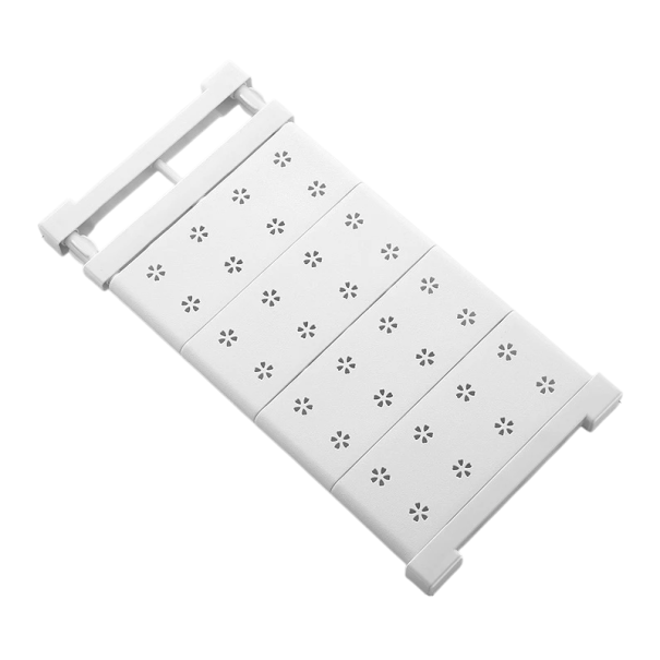 Λευκή ρυθμιζόμενη ράφι για ράφια 46–75 x 24 cm Αφαιρούμενες πλάκες Πολυλειτουργικός οργανωτής για ντουλάπες Κρεμάστρα χωρίς τρύπες Ευρύχωρη επιφάνεια 1