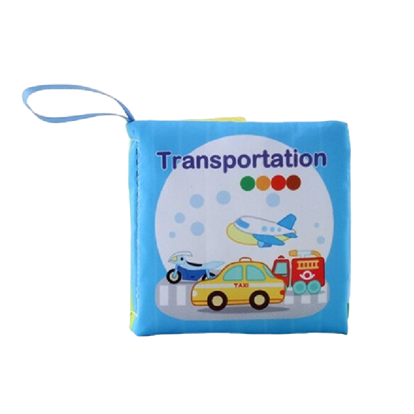 Libro di stoffa parole inglesi mezzi di trasporto 1