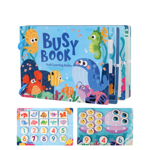 Libro educativo interactivo 28 x 20,7 cm Mundo marino Libro de aprendizaje con números y animales Desarrollo de la lógica, la memoria y la motricidad 1