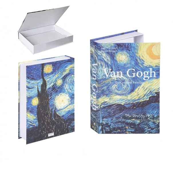 Libro falso decorativo con espacio de almacenamiento, abrible, diseño Van Gogh - Decoración estilosa con espacio de almacenamiento para interiores 1