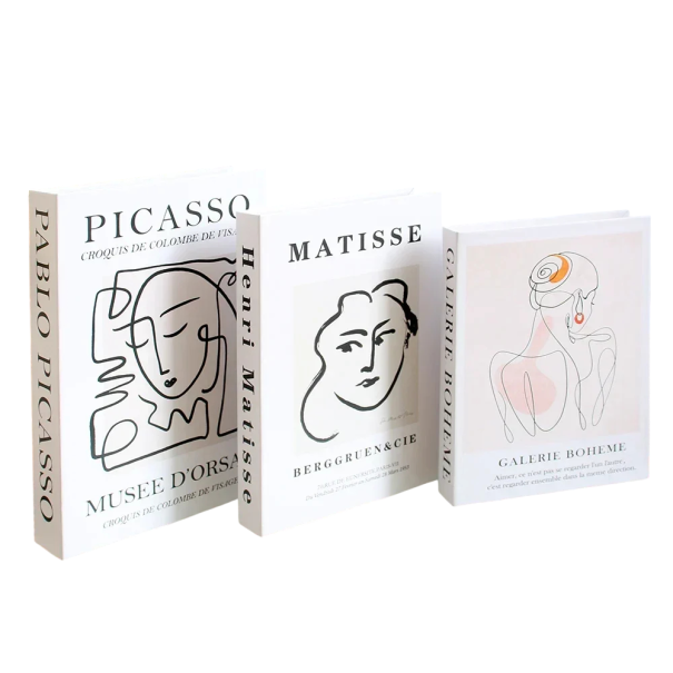 Libros decorativos falsos 3 unidades No abribles decoraciones para el hogar Diseño artístico Picasso Matisse Galería Bohemia para interiores 1