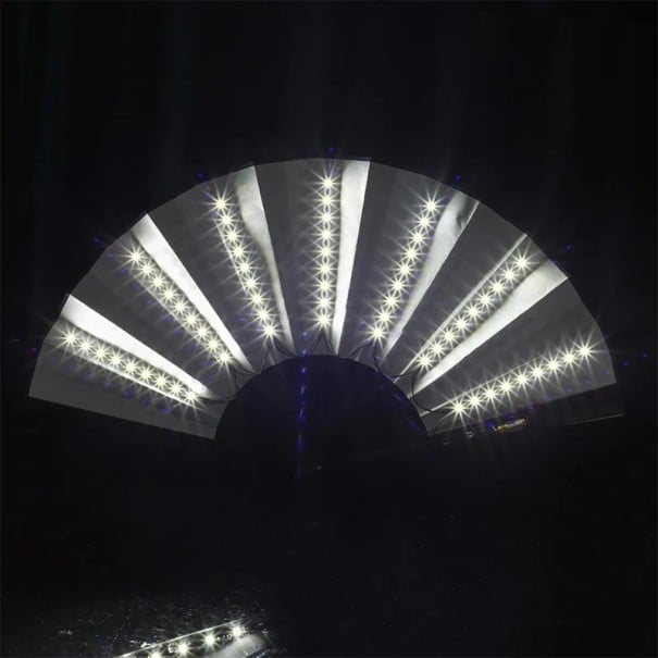 Lichtfaltfächer Weiß mit LED-Dioden Kompakt und faltbar Batteriebetrieb 12 V 23A Ohne Batterie Für Partys Festivals und Auftritte weiß