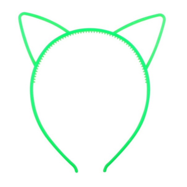 Lichtgevende feesthoofdband met kattenoren 2 stuks groen
