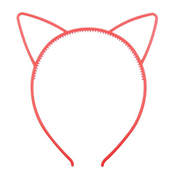 Lichtgevende feesthoofdband met kattenoren 2 stuks rood