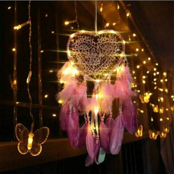 Lichtgevende hartvormige dromenvanger roze