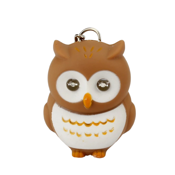Lichtgevende uil sleutelhanger bruin