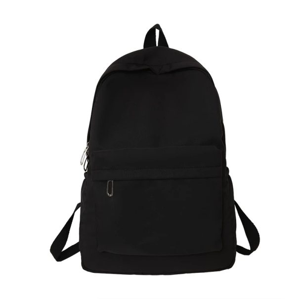 Lichtgewicht nylon rugzak 38 x 28 x 11 cm Eenvoudig effen ontwerp Casual rugzak voor elke dag Naar school Werk en vrije tijd zwart