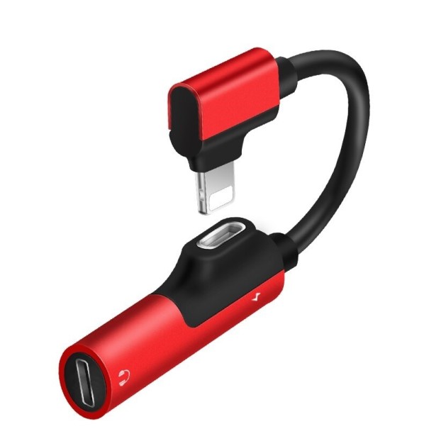 Lightning adapter splitter röd