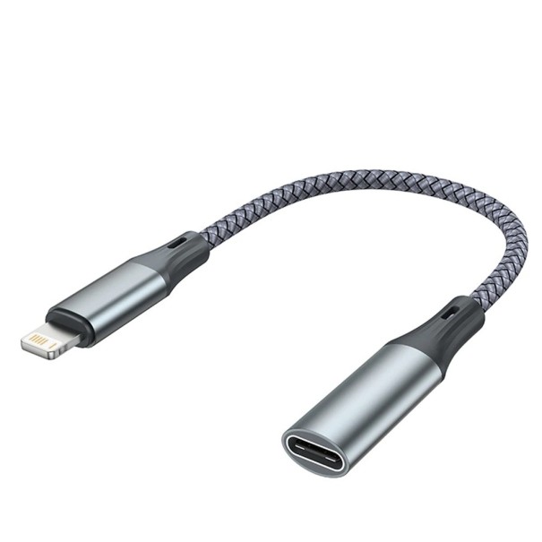 Lightning naar USB-C-adapter Grijs 60W Snel opladen en gegevensoverdracht Verbindt iPhone met USB-C-kabels en opladers 1