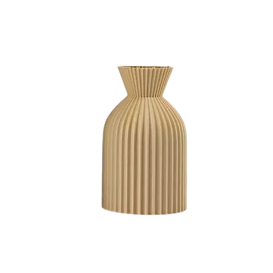 Lille riflet plastikvase 13,9 cm Beige eller sort Mat finish Moderne design Boligindretning Blomstervase beige