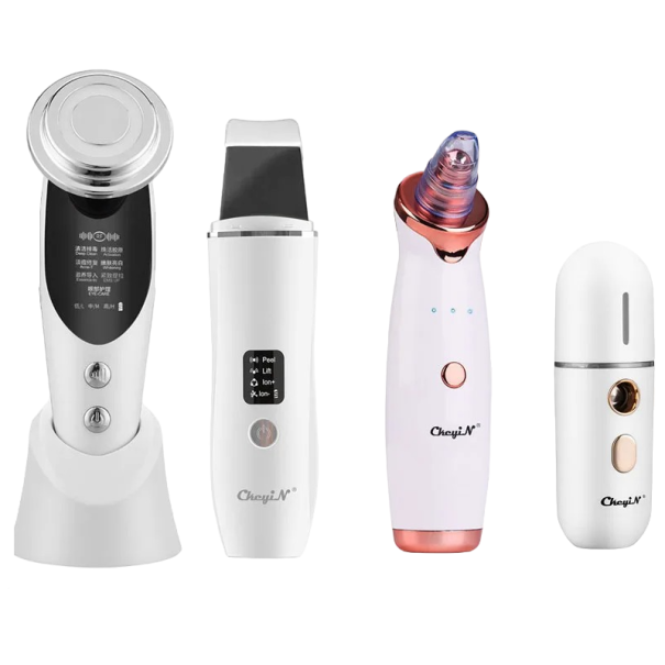 Limpiador de poros al vacío, dispositivo de tratamiento de la piel con LED, limpiador de piel ultrasónico y vaporizador facial hidratante blanco