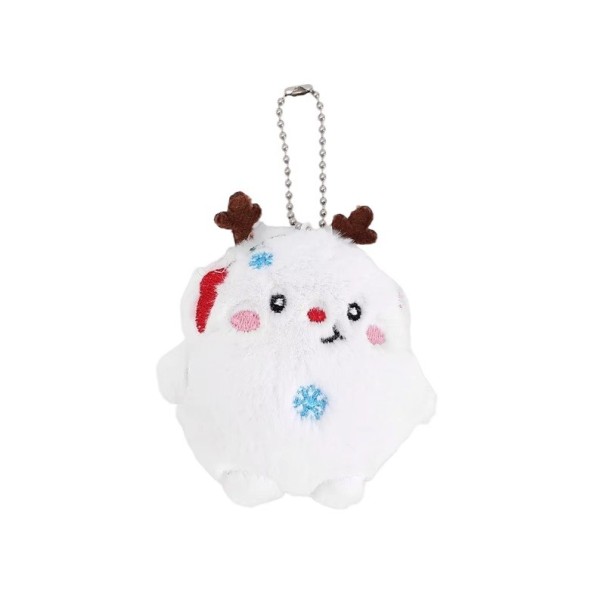 Lindo llavero de peluche muñeco de nieve 8 x 8.5 cm Adorno navideño para llaves y mochila Decoración suave Regalo de Año Nuevo 1