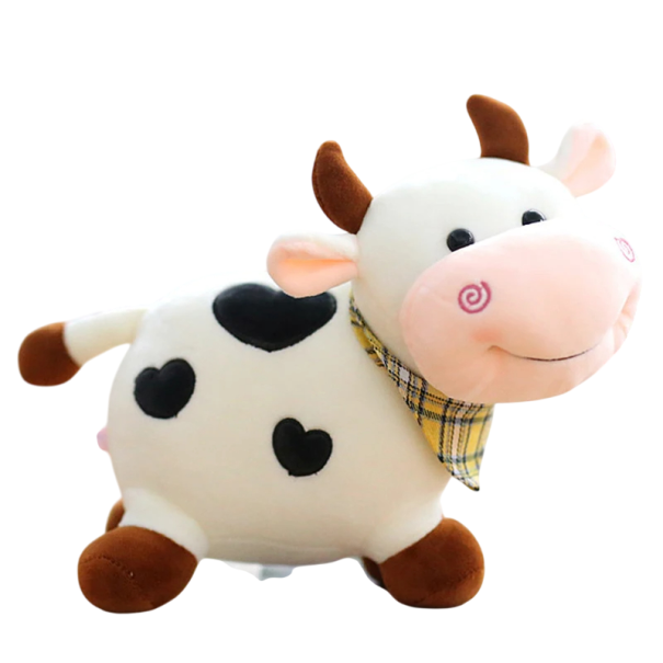 Lindo peluche vaca 17 cm Pequeña figura suave Juguete infantil Compañero de peluche Alegre decoración Regalo original para niños blanco