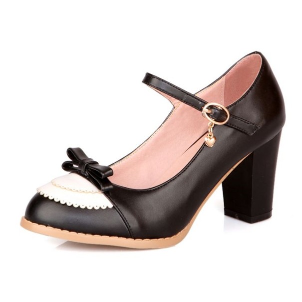 Lindos zapatos de tacón de mujer con corazón J1757 negro 42