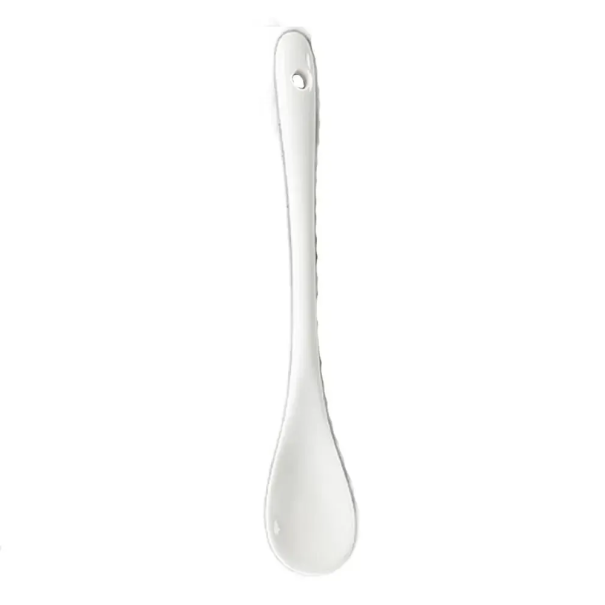 Lingură de ceai ceramică 15 cm cu mâner lung Lingură de amestecat pentru ceai, cafea, miere, condimente Albă, lingură de servire, ustensile 1