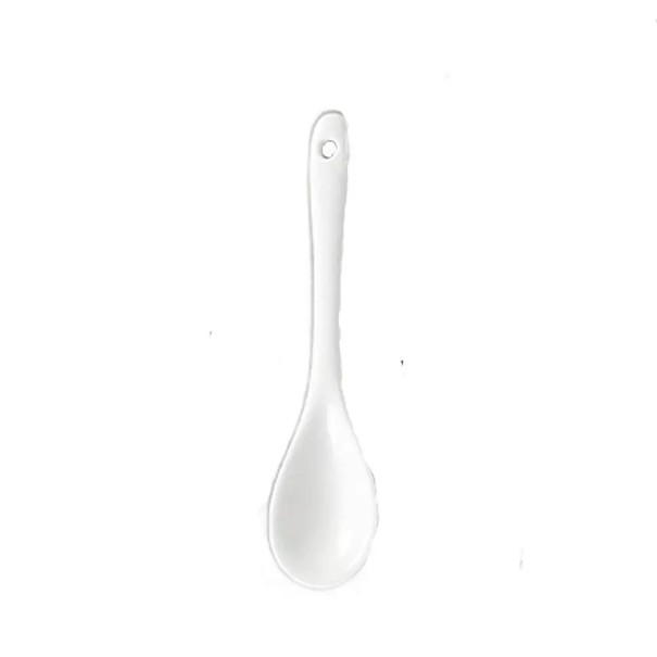 Linguriță de ceai din ceramică 10 cm cu mâner lung Mini linguriță de amestec pentru ceai, cafea, miere, condimente Albă linguriță de servire ustensile 1