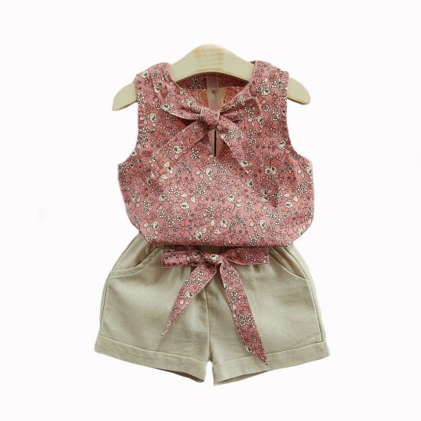 Linne för tjejer och shorts L1136 rosa 5