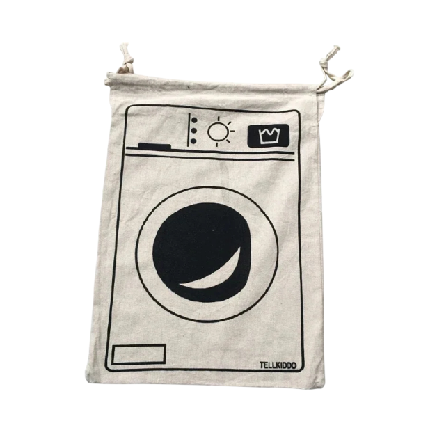 Linnen waszak met trekkoord 45x61 cm katoen en linnen beige tas voor vuile was voor badkamer en huishouden 1