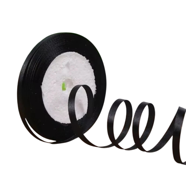 Lint 6 mm 22 m Decoratief lint Satijnen lint voor cadeauverpakking Creatieve creatie Decoratief lint voor huwelijksdecoratie Handgemaakt zwart