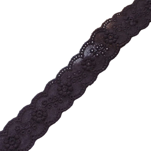 Lint met bloemenborduurwerk 2,7 cm x 4,6 cm Decoratieve textielband gemengd polyester en katoen voor het naaien van versieringen van kleding handgemaakte decoraties zwart