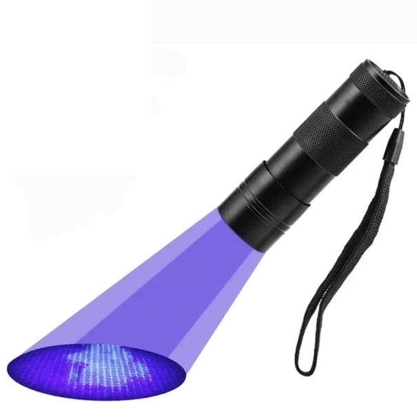 Linterna ultravioleta de 395 nm con 12 LED, lámpara UV para detección de manchas de billetes y minerales, práctica linterna ultravioleta 1